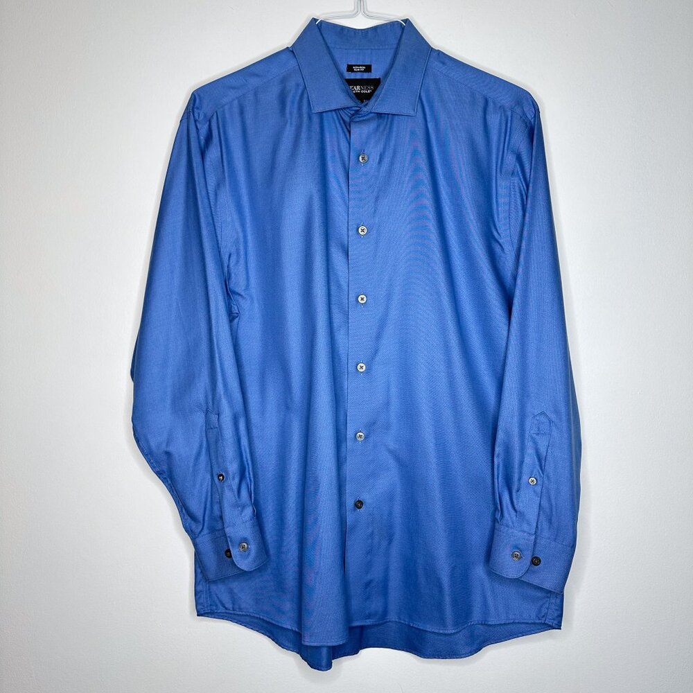 Kenneth Cole Awearness Men's Non-Iron‎ Slim Fit Dress Shirt Blue 16.5 32/33